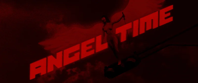 A winged figure in silhouette against deep red, the title in bold extended type